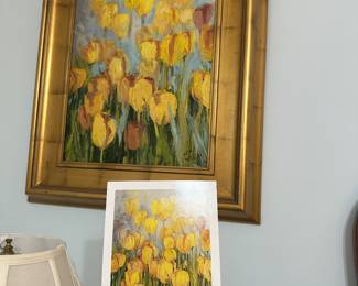 Ken Wallin original oil on canvas tulips painting 