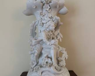French bisque porcelain flare vase (pair available) 