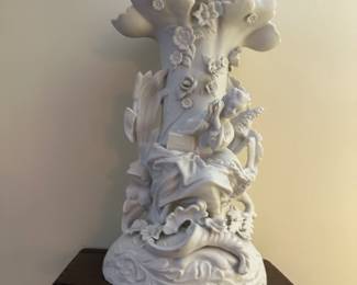 French bisque porcelain flare vase (pair available) 
