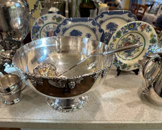 XL silver punch bowl