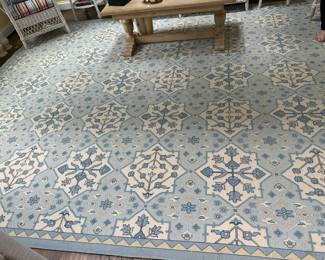 Blue and white needlepoint rug