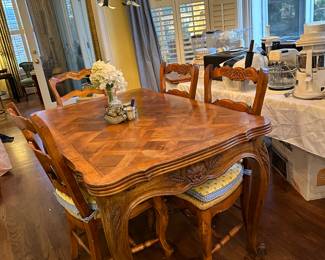 Antique French provincial refractory set dining table seats 10