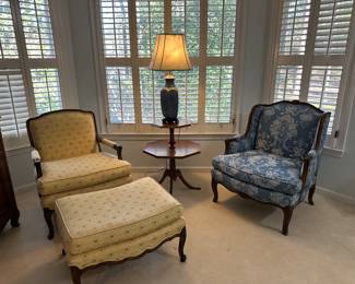 Upholstered antique French occasional chairs 