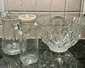 Pitchers & Pressed Glass Bowl