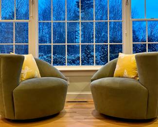 (2) Funky Lexington Furniture Swivel Armchairs 