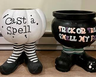 (2) Halloween Planters
