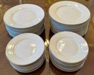 Linens-n-Things Platinum Banded Dishes (23 Dinner Plates & 24 Salad/Dessert Plates)