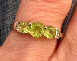 14K Ring with Green Stones 