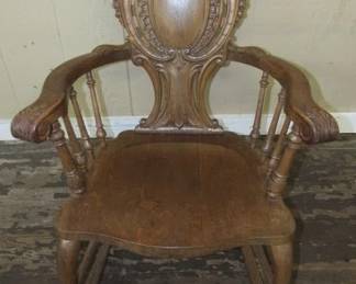 Oak Rocker w/Carved Face in Back