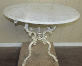 Marble Top Cast Iron Base Table
