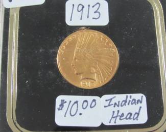 1913 Gold $10.00 Indian Head Coin - Nice!