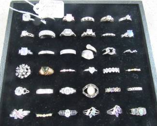 36 Sterling Rings w/Display