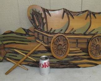 Wood Covered Wagon Wall Plaque