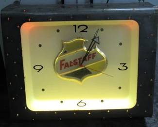 1950's Falstaff Beer Clock - Lights Up & Runs