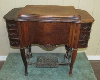 Oak 6 Drawer Treadle Sewing Machine
