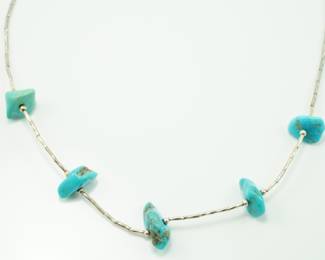 Raw Turquoise Bead Necklace