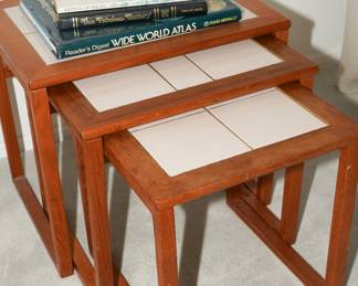Set of 3 Teak & Tile Mobelfabrikken Toften Nesting Tables