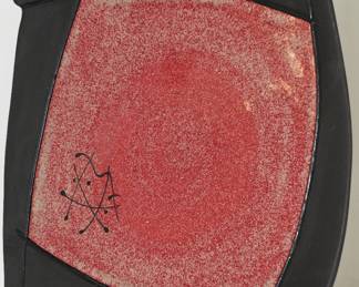 Red & Black Geometric Platter - Signed