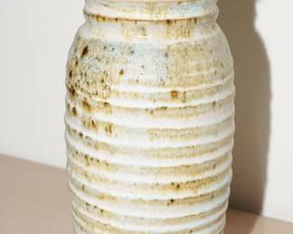 Honeycomb Lidded Stoneware Olive Jar