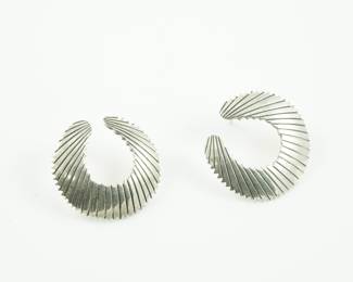 Etched Silver Hoop Earrings