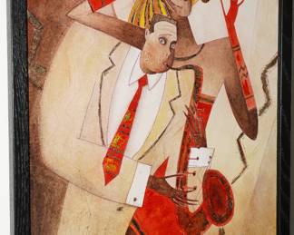 "Red Sax" Artist Enhanced Giclee on Canvas #11/300 - Andrei Protsoure