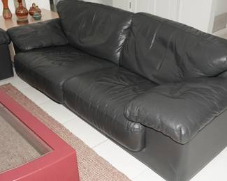 Custom Gray/Black Leather Sofa