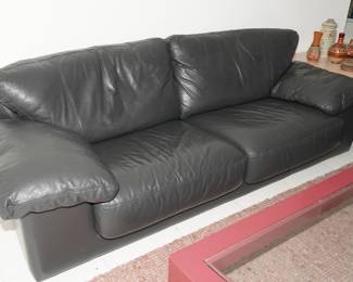 Custom Gray/Black Leather Sofa