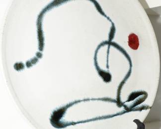 Abstract Red & Black Stoneware Platter