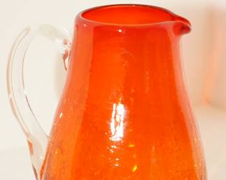 Small Orange Art Glass Pitcher