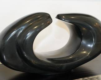 R. O'Neill Large Belgian Black Marble Geometric Sculpture 