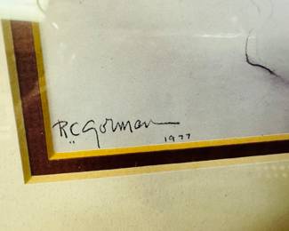 RARE RC GORMAN (1977) HAND SIGNED LITHOGRAPH Framed BLUE BLANKET 