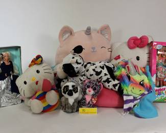 70. Box of Stuffed Animals & Barbie