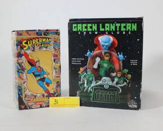 31. Superman Carousel & Green Lantern Snow Globe
