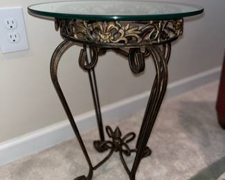 Item:  44 - Price:  $160 for the pair - Pair of Glass top side tables 