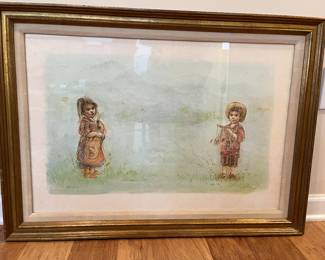 Item:  76 - Price:             Edna Hibel - Boy and Girl in Field