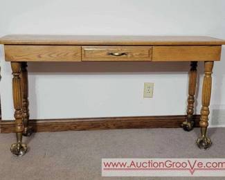 Claw and Ball Foot Console Table. One drawer. 54 x 17 x 28.
