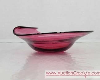 17 Rolled Edge Cranberry Glass Dish