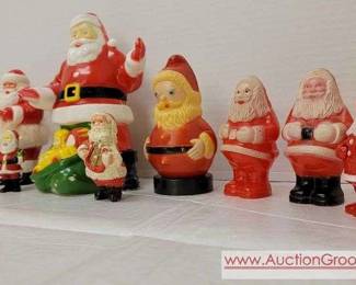 21 SANTA X 15. A Great lineup of Vintage Plastic Santas