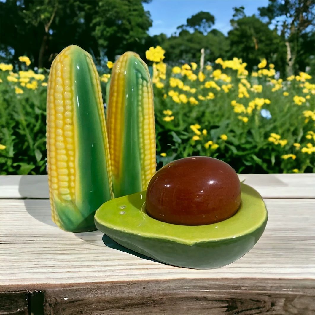 Vintage Salt & Pepper Shakers corn and avocado