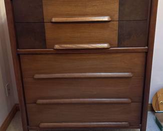 Stanley Chest of Drawers With Burl Wood Accents