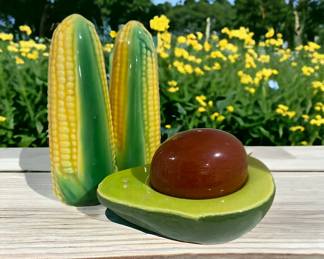 Vintage Salt & Pepper Shakers corn and avocado