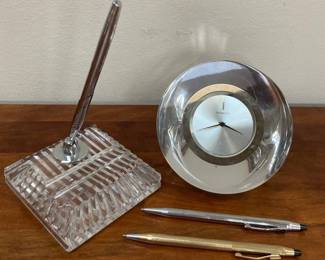 Waterford Crystal Clock And Cross Pens