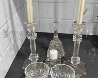 Val St Lambert Waterford Candle Holders