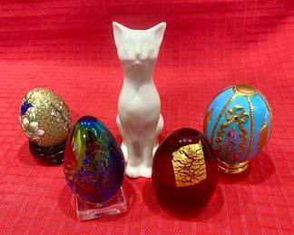 Belleek Porcelain Cat Franklin Mint Collectible Eggs3 