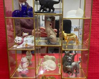 Franklin Mint Brass Shadow Box With Cat Miniature Collection