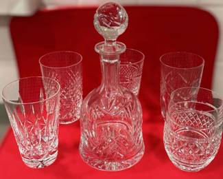 Waterford Tumblers With An Unsigned Decanter