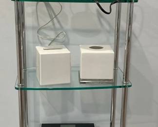 Frontgate Glass And Metal Shelf And Bathroom Accessories