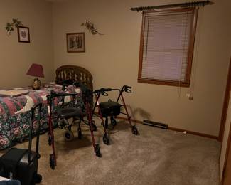 Twin bed, rollator walkers with seats