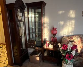 Mahogany display cabinet - Grandfather Clock is not for sale