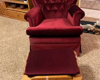 Burgundy Glider and glider foot stool - Like NEW!